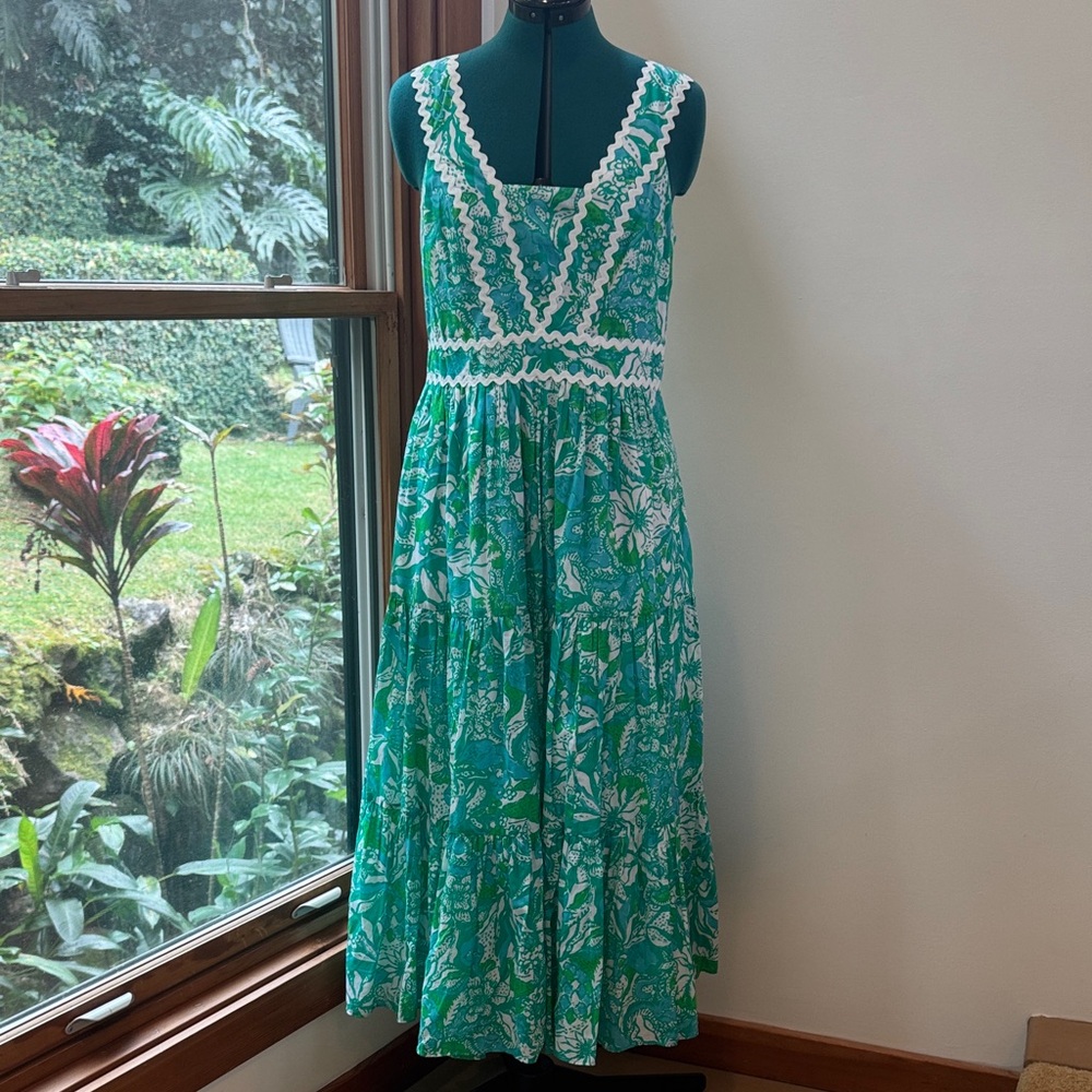Lilly Pulitzer Green Floral Maxi Dress